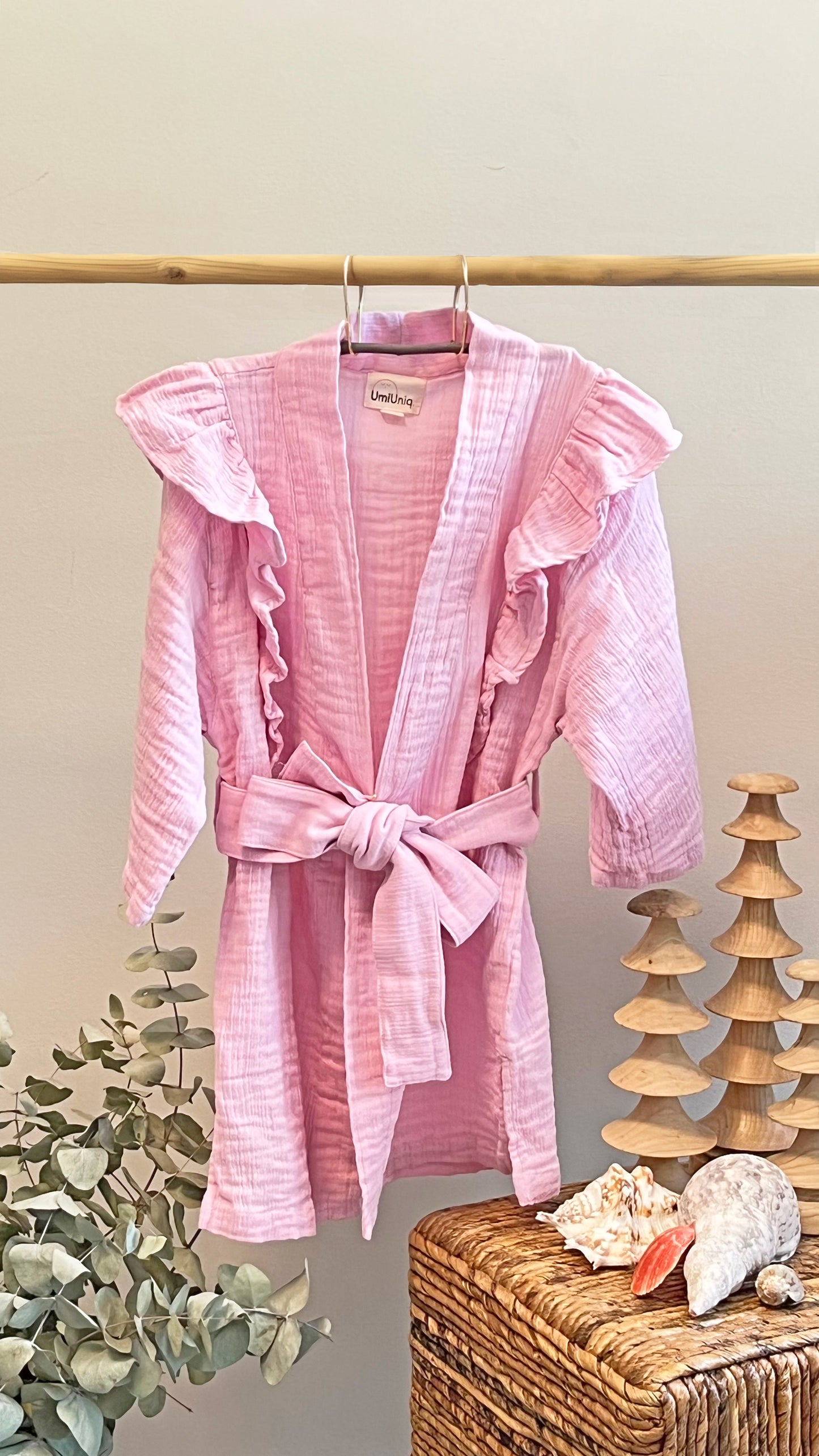 Mermaid Pembe %100 Organik Pamuk Müslin Kimono